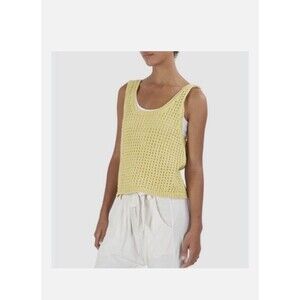 Nanushka Tula Yellow Crochet Tank Sz S Boho Summer Crop Top Woven Knit Coastal